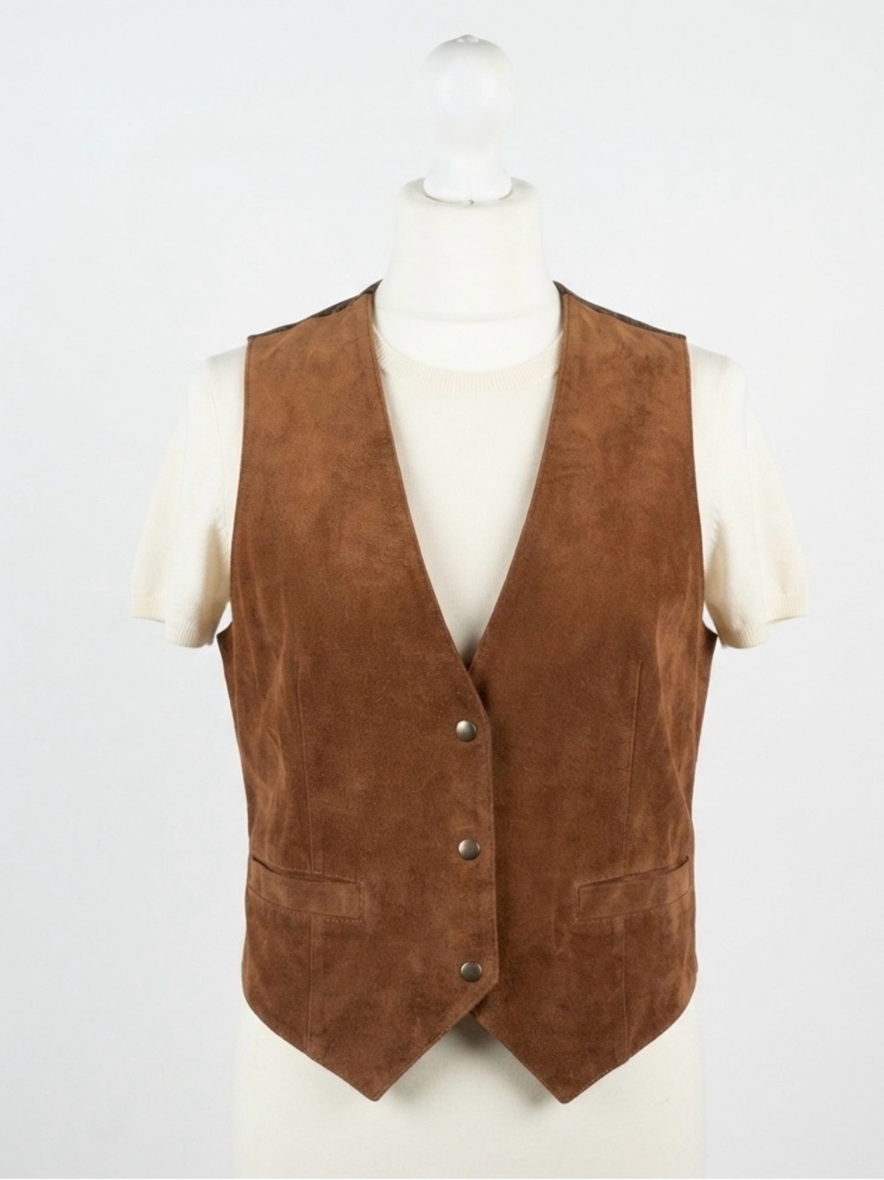 Vintage 90s Brown Suede Leather Vest Western Boho Festival Cowgirl